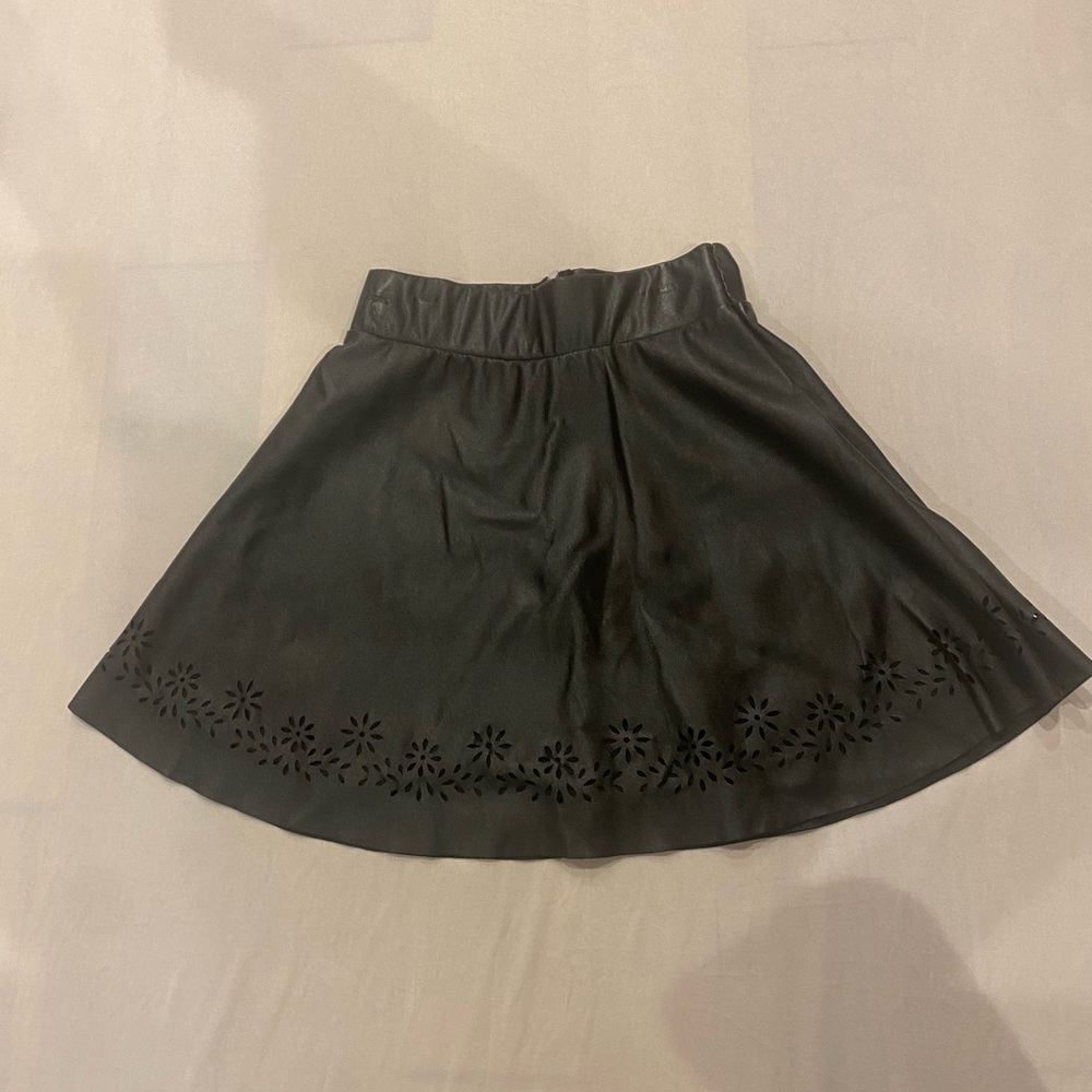 Ruby and Bloom leather skirt with floral cutouts